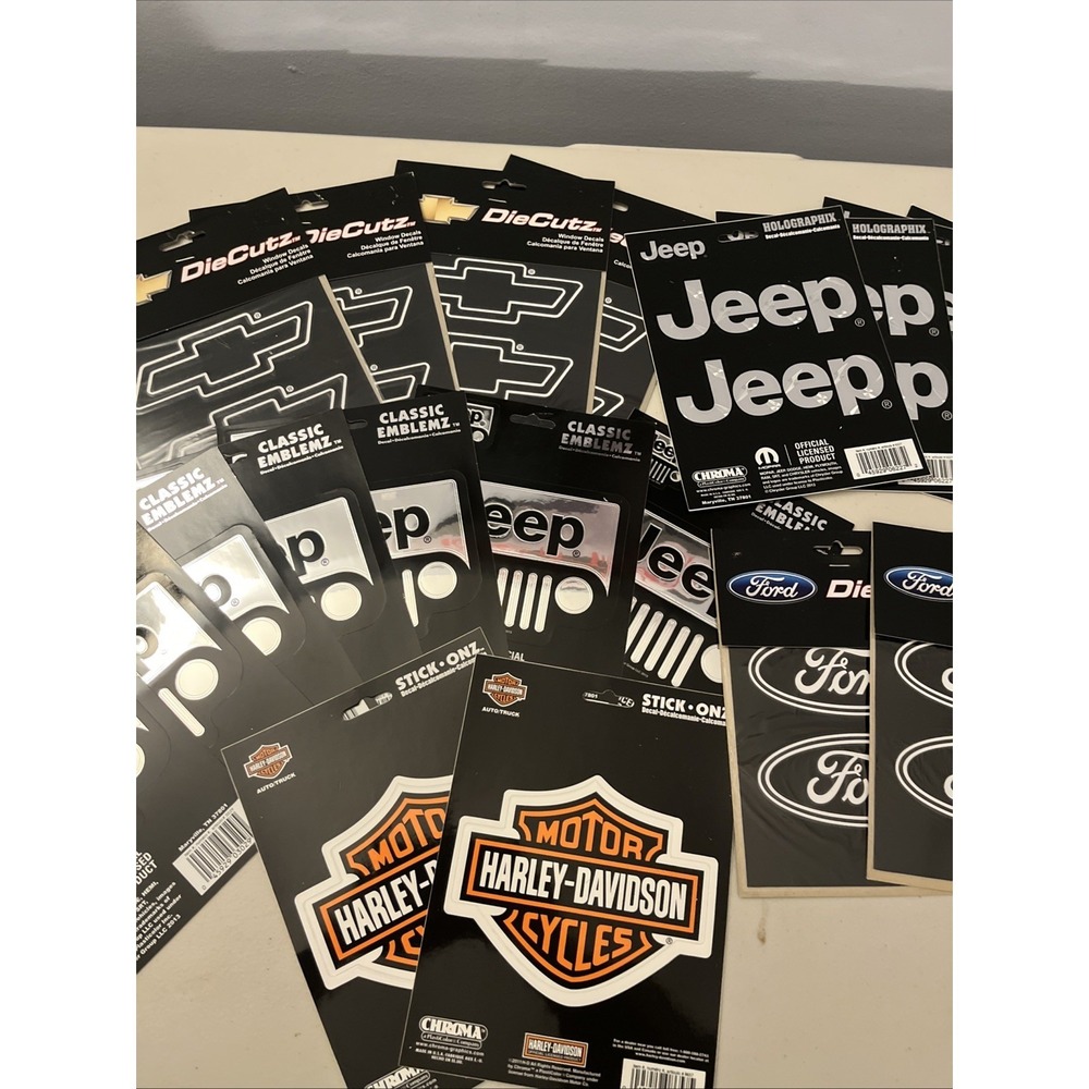 Jeep, Ford, Harley Davidson Car Window Clings Decals, Holographix DieCutz Emblem